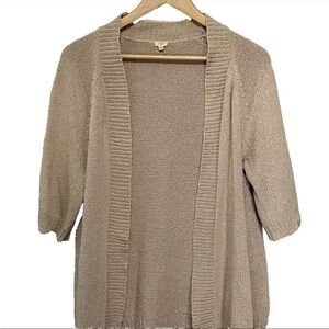 Y2K GAP Womens Half Sleeve Tan Beige Open Cardigan Cable Knit